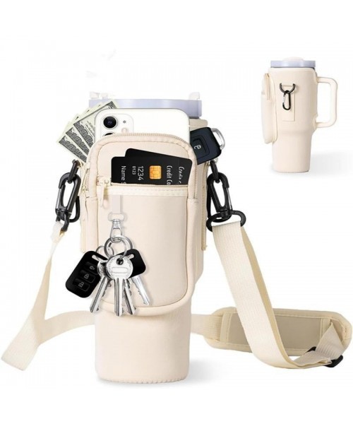 Tumbler Carrier Bag, Portable Water Bottle Bag with Carabiner & Strap, Perfect for Simple Modern 40oz Tumbler, Summer Water Bottle Holder for Outdoor Sports (tumbler Not Included), Halloween Gifts