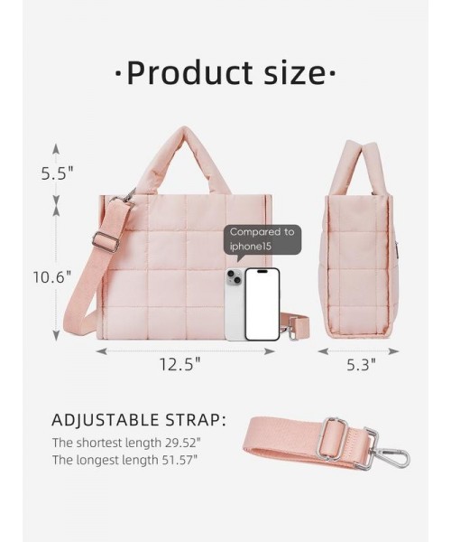 [Medium Version] Medium Puffer Tote Bag Quilted Crossbody Bags for Women Puffy Purse Nylon Shoulder Handbag with Adjustable Strap