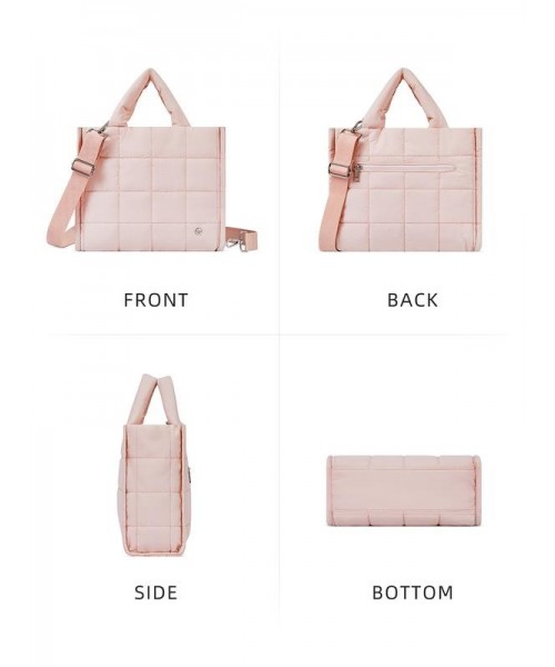 [Medium Version] Medium Puffer Tote Bag Quilted Crossbody Bags for Women Puffy Purse Nylon Shoulder Handbag with Adjustable Strap