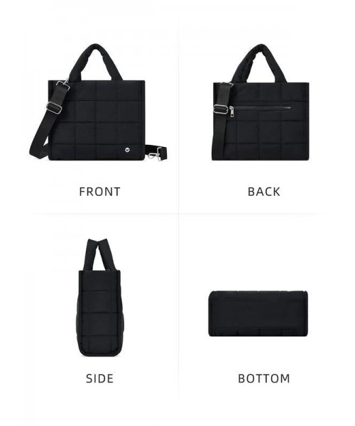 [Medium Version] Medium Puffer Tote Bag Quilted Crossbody Bags for Women Puffy Purse Nylon Shoulder Handbag with Adjustable Strap