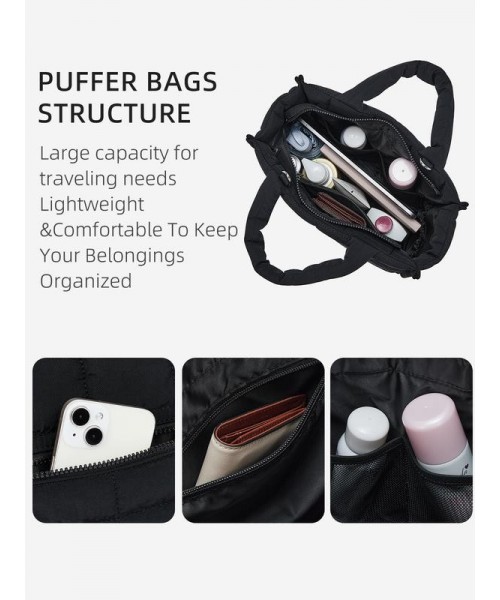 [Medium Version] Medium Puffer Tote Bag Quilted Crossbody Bags for Women Puffy Purse Nylon Shoulder Handbag with Adjustable Strap