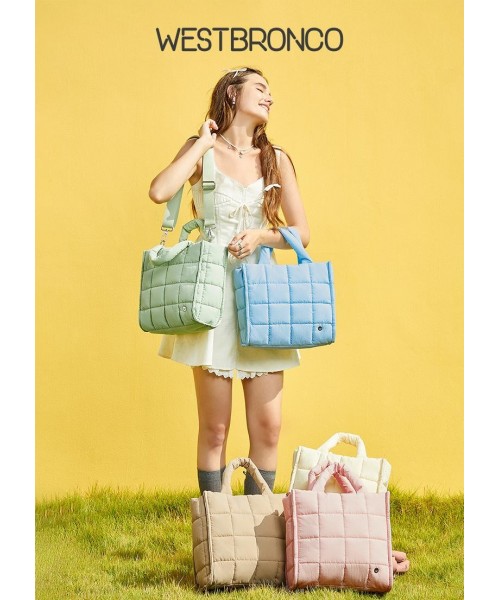 [Medium Version] Medium Puffer Tote Bag Quilted Crossbody Bags for Women Puffy Purse Nylon Shoulder Handbag with Adjustable Strap