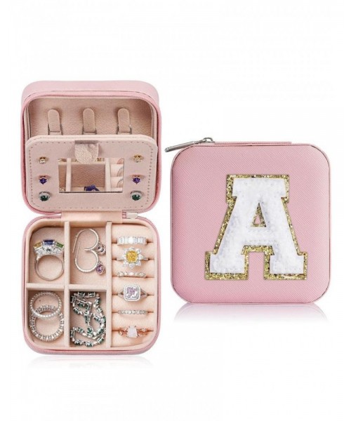 Portable Jewelry Box with Mirror for Gift, Summer Stylish Sequin Decorated Letter Pattern Jewelry Organizer, Cute Zipper Jewelry Storage Box for Women and Girls As Gift, Jewelry Case Room Accessories Portable Jewelry Box with Mirror for Gift, Summer Stylish Sequin Decorated Letter Pattern Jewelry Organizer, Cute Zipper Jewelry Storage Box for Women and Girls As Gift, Jewelry Case Room Accessories