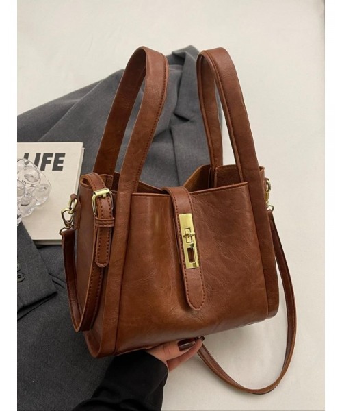 Women's Elegant Minimalist Handbag, Trendy Vintage Bucket Bag, Chic All-match Handbag for Daily & Work Use