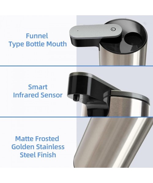 Stainless Steel Automatic Soap Dispenser, Battery Operated Electric Touchless Liquid Soap Dispenser with 3 Adjustable Volume Control [without Battery], Kitchen Gadgets, Fall Decor, Stocking Fillers Gift