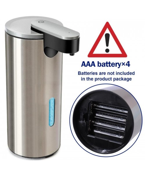 Stainless Steel Automatic Soap Dispenser, Battery Operated Electric Touchless Liquid Soap Dispenser with 3 Adjustable Volume Control [without Battery], Kitchen Gadgets, Fall Decor, Stocking Fillers Gift