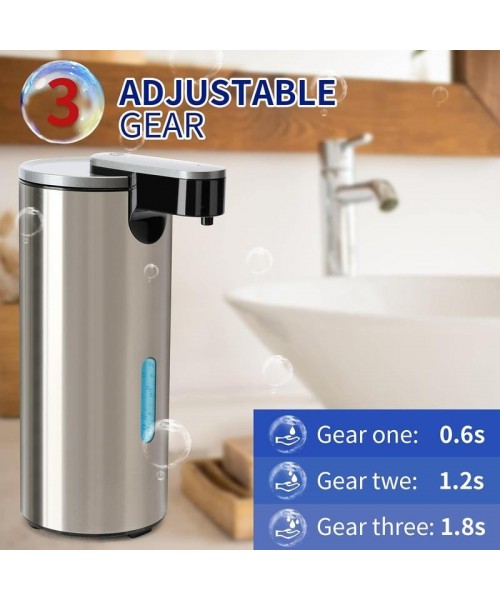 Stainless Steel Automatic Soap Dispenser, Battery Operated Electric Touchless Liquid Soap Dispenser with 3 Adjustable Volume Control [without Battery], Kitchen Gadgets, Fall Decor, Stocking Fillers Gift