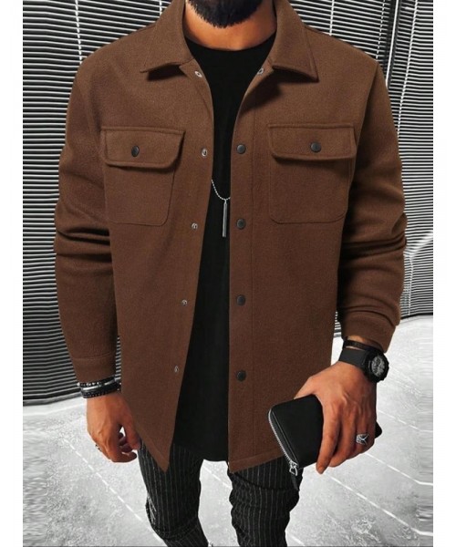 Men's Plain Long Sleeve Jacket, Men Designer Clothes, Casual Classic Button Front Flap Pocket Collared Outerwear for Fall, Designer Jacket Streetwear for Fall, Going Out Tops, Fall Outfits, Earthtone Fallfreshness Men's Plain Long Sleeve Jacket, Men Designer Clothes, Casual Classic Button Front Flap Pocket Collared Outerwear for Fall, Designer Jacket Streetwear for Fall, Going Out Tops, Fall Outfits, Earthtone Fallfreshness