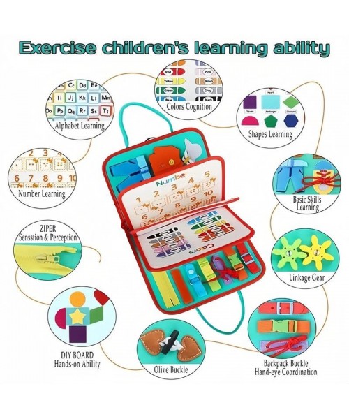 Busy Board Montessori Toy, Early Learning Handheld Activity Sensory Educational Board Toy, Thanksgiving Christmas Gift Set Busy Board Montessori Toy, Early Learning Handheld Activity Sensory Educational Board Toy, Thanksgiving Christmas Gift Set
