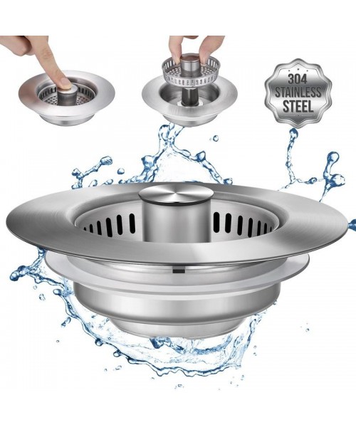 3 in 1 Kitchen Sink Drain Strainer Kitchen Gadgets, Stainless Steel Sink Stopper Kitchen Accessories, Anti-clogging Drainage Odor Filter Sink Plug for US Standard 3 1/2 Inch Drain 3 in 1 Kitchen Sink Drain Strainer Kitchen Gadgets, Stainless Steel Sink Stopper Kitchen Accessories, Anti-clogging Drainage Odor Filter Sink Plug for US Standard 3 1/2 Inch Drain