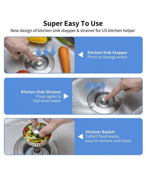 3 in 1 Kitchen Sink Drain Strainer Kitchen Gadgets, Stainless Steel Sink Stopper Kitchen Accessories, Anti-clogging Drainage Odor Filter Sink Plug for US Standard 3 1/2 Inch Drain 3 in 1 Kitchen Sink Drain Strainer Kitchen Gadgets, Stainless Steel Sink Stopper Kitchen Accessories, Anti-clogging Drainage Odor Filter Sink Plug for US Standard 3 1/2 Inch Drain