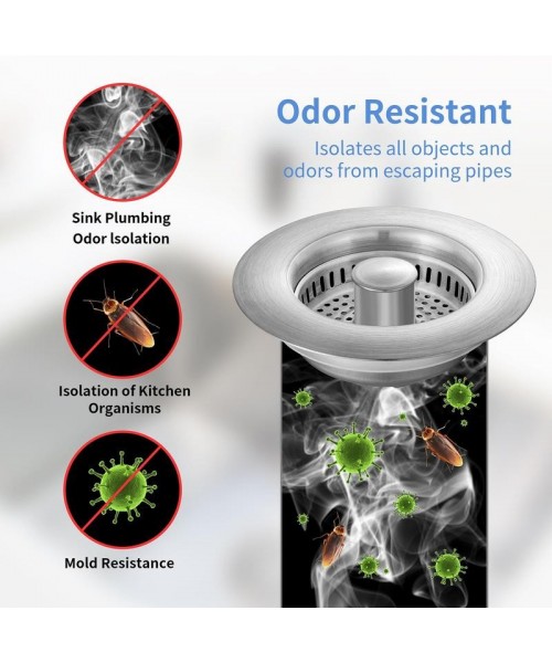 3 in 1 Kitchen Sink Drain Strainer Kitchen Gadgets, Stainless Steel Sink Stopper Kitchen Accessories, Anti-clogging Drainage Odor Filter Sink Plug for US Standard 3 1/2 Inch Drain 3 in 1 Kitchen Sink Drain Strainer Kitchen Gadgets, Stainless Steel Sink Stopper Kitchen Accessories, Anti-clogging Drainage Odor Filter Sink Plug for US Standard 3 1/2 Inch Drain