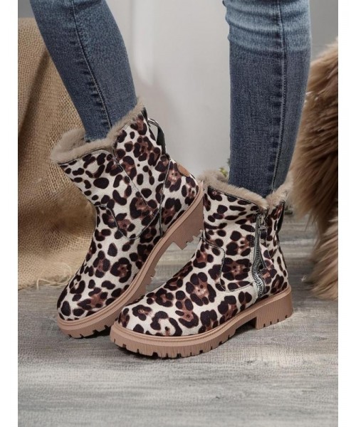 Women's Fashionable Patched Design Zipper Boots, Casual Warm Snow Boots for Winter, Female All-match Round Toe Shoes for Daily Wear