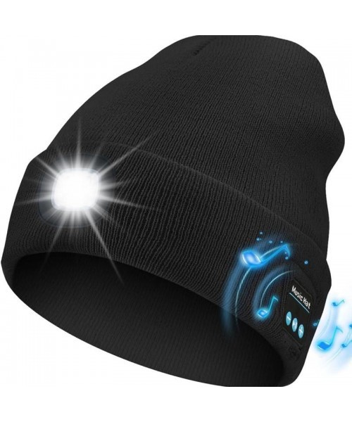 Bluetooth Beanie with LED Headlight and Removable Speakers, USB Rechargeable Knit warm winter Hat balaclava Hat for Music and Calling, sport,outdoor,Unisex Christmas Birthday Gift