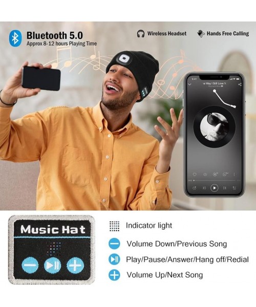 Bluetooth Beanie with LED Headlight and Removable Speakers, USB Rechargeable Knit warm winter Hat balaclava Hat for Music and Calling, sport,outdoor,Unisex Christmas Birthday Gift Bluetooth Beanie with LED Headlight and Removable Speakers, USB Rechargeable Knit warm winter Hat balaclava Hat for Music and Calling, sport,outdoor,Unisex Christmas Birthday Gift