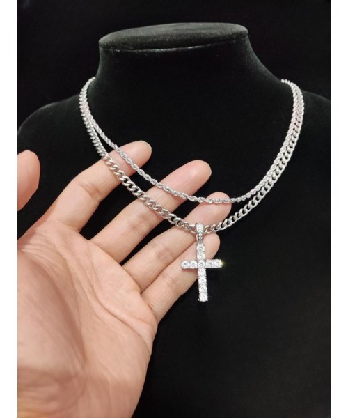 2024 Hip Hop Twist Chain Necklace & Rhinestone Cross Pendant Necklace, Birthday Gift for Bestie, Stainless Steel Matching Necklace Jewelry, Back To School Accessories, Fall Outfits, Fall Freshness Streetwear Mascs 2024 Hip Hop Twist Chain Necklace & Rhinestone Cross Pendant Necklace, Birthday Gift for Bestie, Stainless Steel Matching Necklace Jewelry, Back To School Accessories, Fall Outfits, Fall Freshness Streetwear Mascs