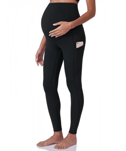 Women's Maternity Workout Leggings Over The Belly Pregnancy Yoga Pants with Pockets Soft Activewear Work Pants maternity solid pregnancy supply