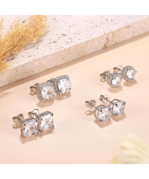 Cubic Zirconia Stud Earrings | Hypoallergenic Sterling Silver Post Earrings | Big Brilliant Stud Earrings for Women Men Cubic Zirconia Stud Earrings | Hypoallergenic Sterling Silver Post Earrings | Big Brilliant Stud Earrings for Women Men