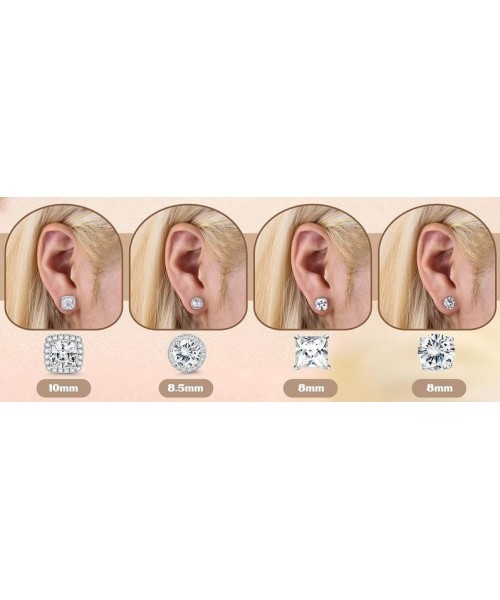 Cubic Zirconia Stud Earrings | Hypoallergenic Sterling Silver Post Earrings | Big Brilliant Stud Earrings for Women Men Cubic Zirconia Stud Earrings | Hypoallergenic Sterling Silver Post Earrings | Big Brilliant Stud Earrings for Women Men