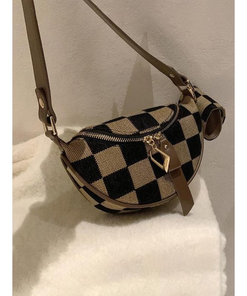 Women's Checked Pattern Fanny Pack, with Headphone Bag, Fashionable PU&nbsp;Leather Zipper Bum Bag for Daily Used, Casual Trendy Versatile High-quality Daily Commuting Bag
