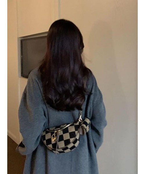 Women's Checked Pattern Fanny Pack, with Headphone Bag, Fashionable PU&nbsp;Leather Zipper Bum Bag for Daily Used, Casual Trendy Versatile High-quality Daily Commuting Bag