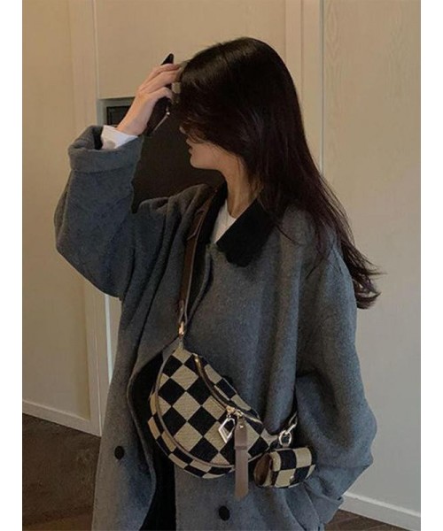 Women's Checked Pattern Fanny Pack, with Headphone Bag, Fashionable PU&nbsp;Leather Zipper Bum Bag for Daily Used, Casual Trendy Versatile High-quality Daily Commuting Bag