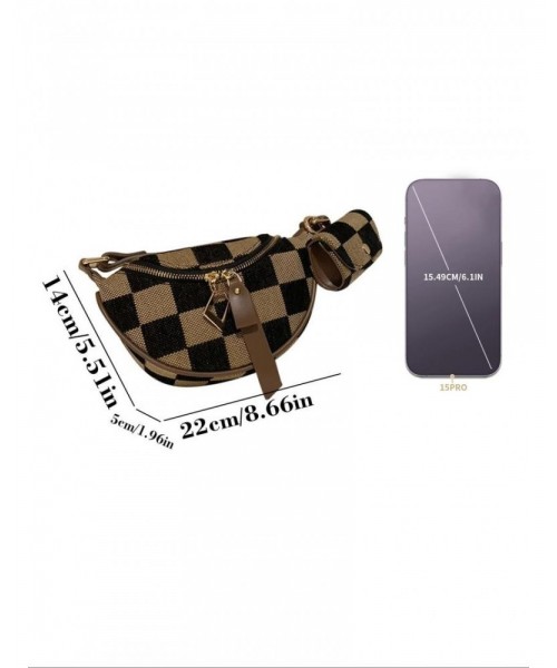 Women's Checked Pattern Fanny Pack, with Headphone Bag, Fashionable PU&nbsp;Leather Zipper Bum Bag for Daily Used, Casual Trendy Versatile High-quality Daily Commuting Bag