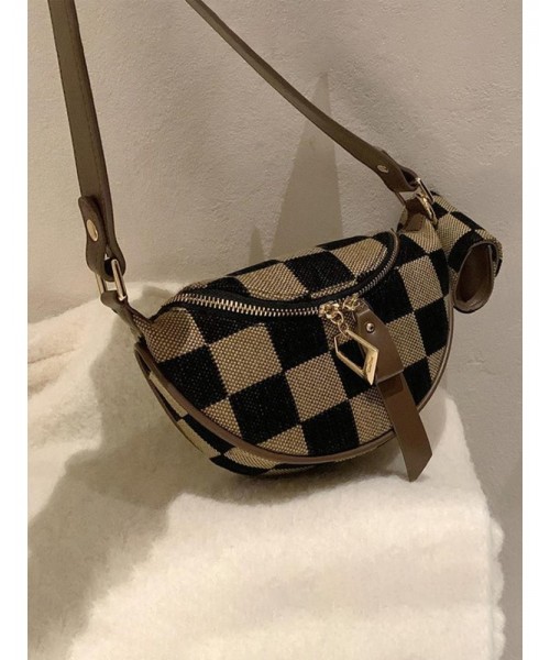 Women's Checked Pattern Fanny Pack, with Headphone Bag, Fashionable PU&nbsp;Leather Zipper Bum Bag for Daily Used, Casual Trendy Versatile High-quality Daily Commuting Bag