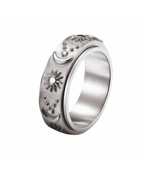 Moon Star Sun Stainless Steel Spinner Ring for Black Friday Specials Size 4-13