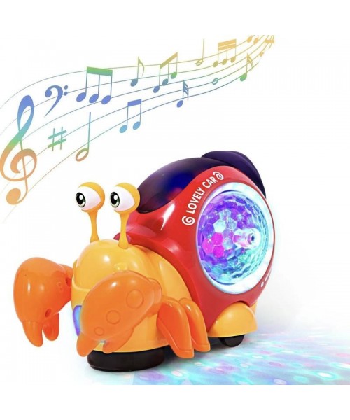 Crawling Snail Design Music Toys, Electric Snail Toy, Cute Electronic Animal Crawl Toy, Toys with Built-in LED Light, Interactive Learning Toy