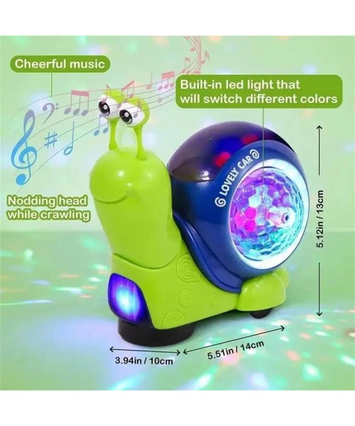 Crawling Snail Design Music Toys, Electric Snail Toy, Cute Electronic Animal Crawl Toy, Toys with Built-in LED Light, Interactive Learning Toy