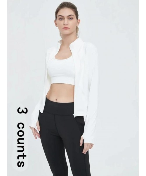Women's Thumb Holes Solid Zip up Mock Neck Spring Sports Jacket, Back To School Outfits, Long Sleeve Sports Outerwear for Tennis Pickleball Gym Yoga Workout Running, BBL Jackets, Stand Collar Sports Tops, Women's Sportswear, Fall Outfits 2024