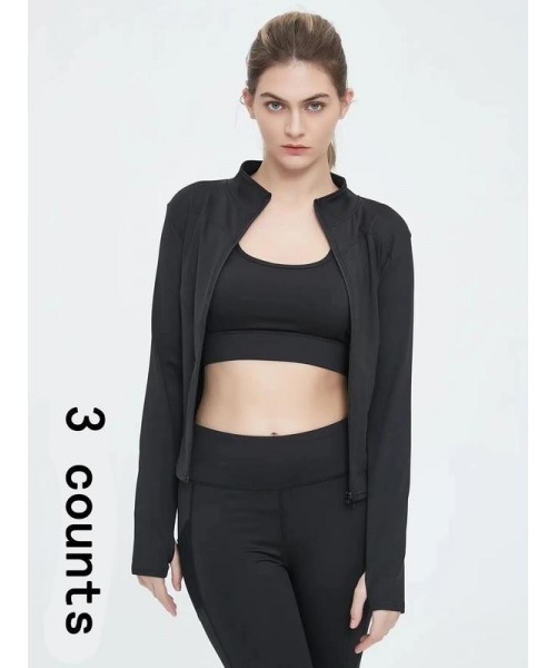Women's Thumb Holes Solid Zip up Mock Neck Spring Sports Jacket, Back To School Outfits, Long Sleeve Sports Outerwear for Tennis Pickleball Gym Yoga Workout Running, BBL Jackets, Stand Collar Sports Tops, Women's Sportswear, Fall Outfits 2024