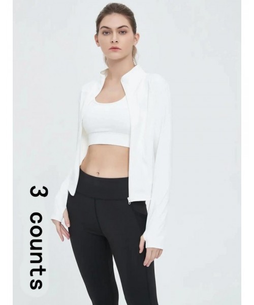 Women's Thumb Holes Solid Zip up Mock Neck Spring Sports Jacket, Back To School Outfits, Long Sleeve Sports Outerwear for Tennis Pickleball Gym Yoga Workout Running, BBL Jackets, Stand Collar Sports Tops, Women's Sportswear, Fall Outfits 2024