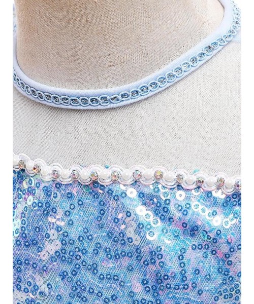 Girl's Contrast Mesh Sequin Decor Faux Pearl Decor Princess Dress, Elegant Puff Sleeve Round Neck Dress for Party, Kids Clothing for All Seasons Girl's Contrast Mesh Sequin Decor Faux Pearl Decor Princess Dress, Elegant Puff Sleeve Round Neck Dress for Party, Kids Clothing for All Seasons