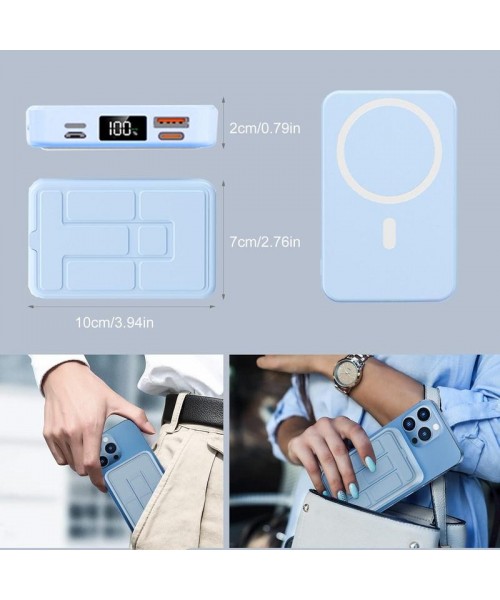 Magnetic Wireless Fast Charging Power Bank, 10000mAh Portable Charger with LED Display, Magnetic Power Bank for iPhone 15/14/13/12/Pro/Mini/Pro Max, Power Bank with Phone Holder Magnetic Wireless Fast Charging Power Bank, 10000mAh Portable Charger with LED Display, Magnetic Power Bank for iPhone 15/14/13/12/Pro/Mini/Pro Max, Power Bank with Phone Holder