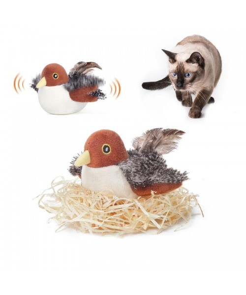 Cat Toys Flapping Bird (DON'T FLY), Lifelike Chirping Cat Kicker (DON'T FLY), Rechargeable Touch Activated Interactive Kitten Toy