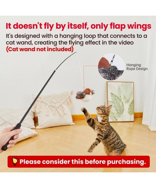 Cat Toys Flapping Bird (DON'T FLY), Lifelike Chirping Cat Kicker (DON'T FLY), Rechargeable Touch Activated Interactive Kitten Toy Cat Toys Flapping Bird (DON'T FLY), Lifelike Chirping Cat Kicker (DON'T FLY), Rechargeable Touch Activated Interactive Kitten Toy