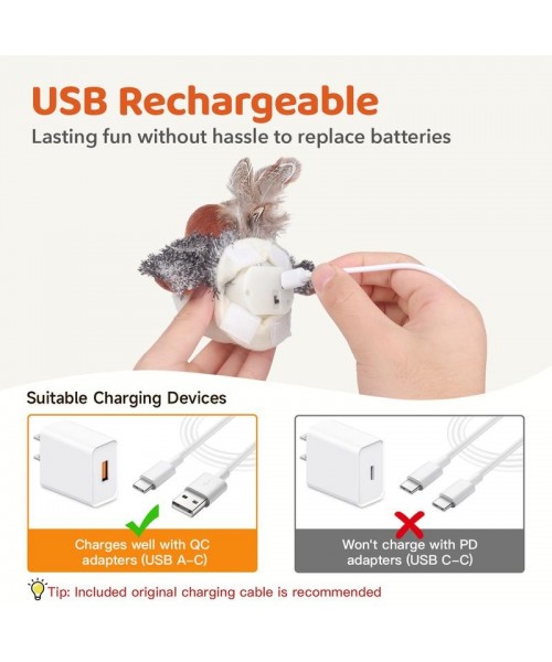Cat Toys Flapping Bird (DON'T FLY), Lifelike Chirping Cat Kicker (DON'T FLY), Rechargeable Touch Activated Interactive Kitten Toy Cat Toys Flapping Bird (DON'T FLY), Lifelike Chirping Cat Kicker (DON'T FLY), Rechargeable Touch Activated Interactive Kitten Toy