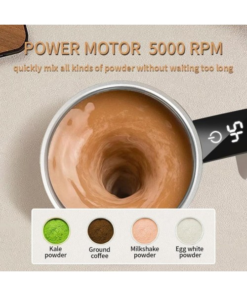 Automatic Coffee Stirring Cup, Stainless Steel Self-Stirring Coffee Cup with Lid, Auto Stir & Heating Feature, LED Intelligent Display Temperature
