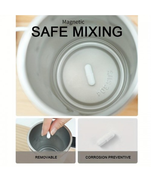 Automatic Coffee Stirring Cup, Stainless Steel Self-Stirring Coffee Cup with Lid, Auto Stir & Heating Feature, LED Intelligent Display Temperature