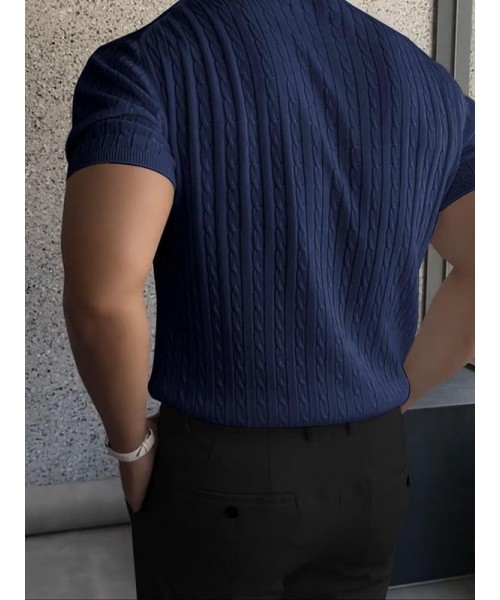 Men's Plain Round Neck Cable Knit Top, Knit Sweater, Slim Casual Streetwear Short Sleeve Crew Neck Knitwear Top, Summer Clothes, Soft Classic Knitting Tops, Fall Clothes, Back to School Outfits, Summer Tops 2024, Men's Clothes Men's Plain Round Neck Cable Knit Top, Knit Sweater, Slim Casual Streetwear Short Sleeve Crew Neck Knitwear Top, Summer Clothes, Soft Classic Knitting Tops, Fall Clothes, Back to School Outfits, Summer Tops 2024, Men's Clothes