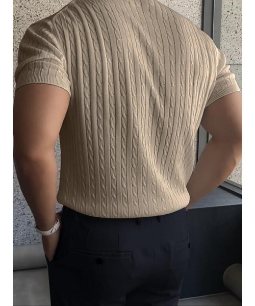 Men's Plain Round Neck Cable Knit Top, Knit Sweater, Slim Casual Streetwear Short Sleeve Crew Neck Knitwear Top, Summer Clothes, Soft Classic Knitting Tops, Fall Clothes, Back to School Outfits, Summer Tops 2024, Men's Clothes Men's Plain Round Neck Cable Knit Top, Knit Sweater, Slim Casual Streetwear Short Sleeve Crew Neck Knitwear Top, Summer Clothes, Soft Classic Knitting Tops, Fall Clothes, Back to School Outfits, Summer Tops 2024, Men's Clothes