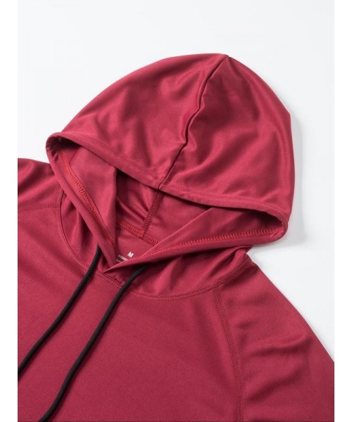 Men's Solid Long Sleeve Drawstring Hoodie Tee, Casual Sporty Hooded Sweatshirt for Running Gym Workout, Men's Sport & Outdoor Clothing for Spring & Fall Men's Solid Long Sleeve Drawstring Hoodie Tee, Casual Sporty Hooded Sweatshirt for Running Gym Workout, Men's Sport & Outdoor Clothing for Spring & Fall