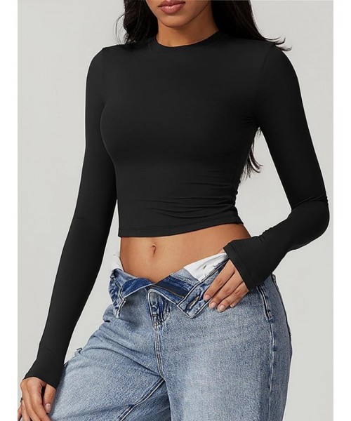 Women's Solid Round Neck Compression Sports Tee, Quick Drying Long Sleeve Crew Neck Crop T-shirt for Fall, Leisure Wear Top Ladies Sportswear for Indoor Outdoor Wear, Experimental Outfits, Leisure Wear Top Women's Solid Round Neck Compression Sports Tee, Quick Drying Long Sleeve Crew Neck Crop T-shirt for Fall, Leisure Wear Top Ladies Sportswear for Indoor Outdoor Wear, Experimental Outfits, Leisure Wear Top