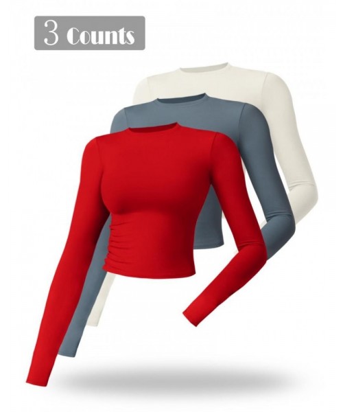 Women's Solid Round Neck Compression Sports Tee, Quick Drying Long Sleeve Crew Neck Crop T-shirt for Fall, Leisure Wear Top Ladies Sportswear for Indoor Outdoor Wear, Experimental Outfits, Leisure Wear Top Women's Solid Round Neck Compression Sports Tee, Quick Drying Long Sleeve Crew Neck Crop T-shirt for Fall, Leisure Wear Top Ladies Sportswear for Indoor Outdoor Wear, Experimental Outfits, Leisure Wear Top