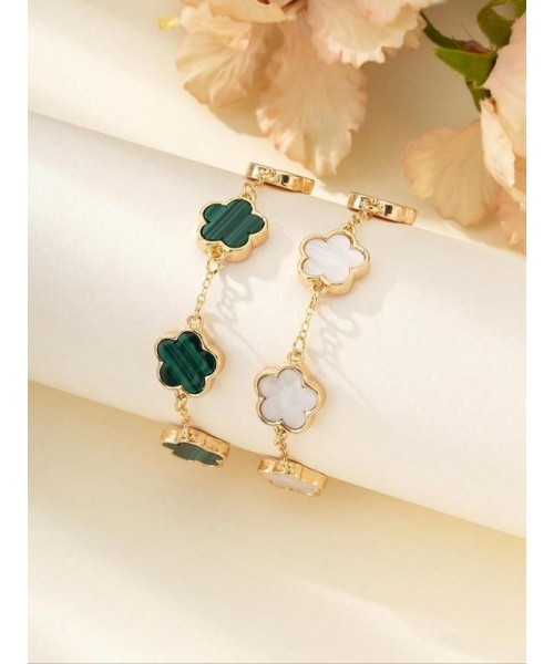 Flower Design Link Bracelet for Summer, 2024 Summer Plain Color Bracelet for Women, Party, Daily Decor, Jewelry for Birthday Gift Fall Flower Design Link Bracelet for Summer, 2024 Summer Plain Color Bracelet for Women, Party, Daily Decor, Jewelry for Birthday Gift Fall