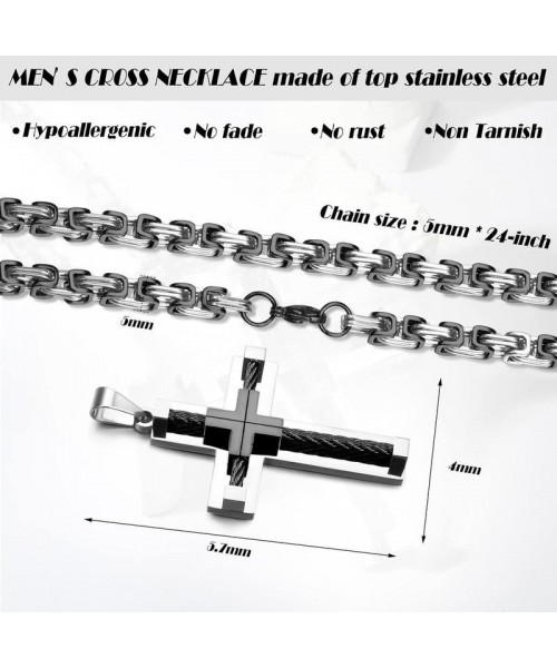 Stainless Steel Large Cross Chain Silver/Gold/Black Cross Pendant Byzantine Chain Necklace Cross Necklace for Men ,24" Daily Stainless Steel Large Cross Chain Silver/Gold/Black Cross Pendant Byzantine Chain Necklace Cross Necklace for Men ,24" Daily