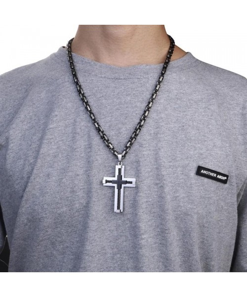 Stainless Steel Large Cross Chain Silver/Gold/Black Cross Pendant Byzantine Chain Necklace Cross Necklace for Men ,24" Daily Stainless Steel Large Cross Chain Silver/Gold/Black Cross Pendant Byzantine Chain Necklace Cross Necklace for Men ,24" Daily