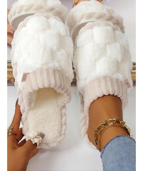 Women's 2024 Solid Color Fluffy Plush Soft Anti-skid Slippers for Gift, Casual Comfortable Home Slippers, Warm Slippers for Indoor & Outdoor Use for All Seasons, Girl's Shoe, Walking Shoes, Footwear
